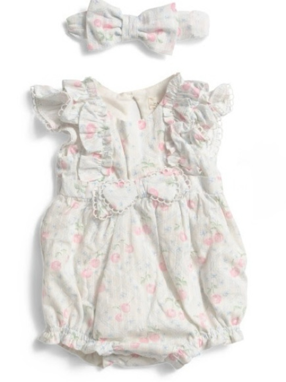 Happily Grey 0-3 Months Baby Girls 2pc Printed Bubble Romper Set With Headband
